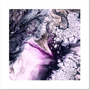 Purple/Grey Acrylic Pour Painting Posters and Art